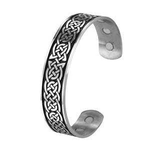 Norse Knot Bracelet Black Silver Stainless Steel Celtic Viking Cuff