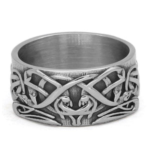 Norse Knot Ring Silver Stainless Steel Celtic Viking Band