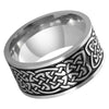 Norse Knotwork Ring Black Silver Stainless Steel Celtic Viking Weave Band Bottom View