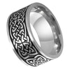 Norse Knotwork Ring Black Silver Stainless Steel Celtic Viking Weave Band Left View