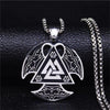 Norse Valknut Necklace Stainless Steel Viking Triple Triangle Pendant