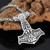 Odins Ravens Thors Hammer Viking Necklace Stainless Steel Valknut Pendant
