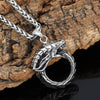 Ouroboros Necklace Stainless Steel Circle Snake Serpent Dragon Pendant Side View
