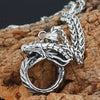 Ouroboros Necklace Stainless Steel Circle Snake Serpent Dragon Pendant