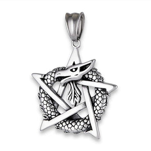 Ouroboros Pentacle Stainless Steel Pendant Infinity Dragon Necklace