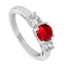 Past Present Future Ruby Red CZ Stone July Birthstone Ring