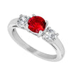 Past Present Future July Birthstone Ring - Ruby Red CZ Stone