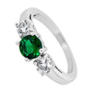 Past Present Future Emerald CZ Stone May Birthstone Ring
