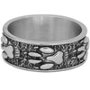 Paw Print Ring Silver Stainless Steel Wolf K9 Dog Pet Memorial Band Bottom View