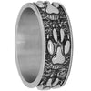 Paw Print Ring Silver Stainless Steel Wolf K9 Dog Pet Memorial Band Right View