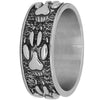 Paw Print Ring Silver Stainless Steel Wolf K9 Dog Pet Memorial Band