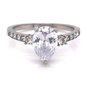 Pear Cut Solitaire with Accents Engagement Ring CZ Wedding Band