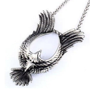 Phoenix Necklace Silver Stainless Steel Firebird Falcon Pendant