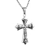 Puffed Stainless Steel Filigree Cross Pendant Necklace for Women