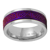 Purple Celtic Spinner Ring Stainless Steel Norse Anti Anxiety Meditation Thumb Band Top View