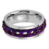 Purple Chain Spinner Ring Stainless Steel Meditation Anti Anxiety Fidget Band Bottom View