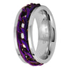 Purple Chain Spinner Ring Stainless Steel Meditation Anti Anxiety Fidget Band Left View