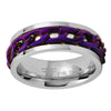 Purple Chain Spinner Ring Stainless Steel Meditation Anti Anxiety Fidget Band Top View