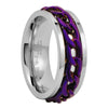 Purple Chain Spinner Ring Stainless Steel Meditation Anti Anxiety Fidget Band