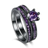 Purple Cubic Zirconia Solitaire with Accents Ring Stacking Black Eternity Band Right View