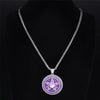 Purple Moon Pentacle Necklace Stainless Steel Trinity Crescent Amulet Far View