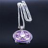 Purple Moon Pentacle Necklace Stainless Steel Trinity Crescent Amulet Flat View