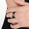 Rainbow and Black Ring Stainless Steel Promise Wedding Band On Hand