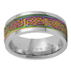 Rainbow Celtic Spinner Ring Stainless Steel Meditation Anti Anxiety Band Top View