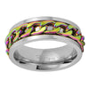 Rainbow Chain Spinner Ring Stainless Steel Anti Anxiety Meditation Band Top View
