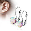 Rainbow Cubic Zirconia Crystal Drop Earrings Silver Stainless Steel On Ear