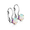 Rainbow Cubic Zirconia Crystal Drop Earrings Silver Stainless Steel Right View