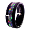 Rainbow Hologram Celtic Dragon Ring - Black Tungsten Wedding Band 1