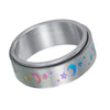 Rainbow Moon Stars Spinner Ring Stainless Steel Celestial Stress Reliever Bottom View