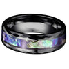 Rainbow Mother of Pearl Ring Black Stainless Steel Modern Nacre Band Bottom View