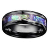 Rainbow Mother of Pearl Ring Black Stainless Steel Modern Nacre Band Top View