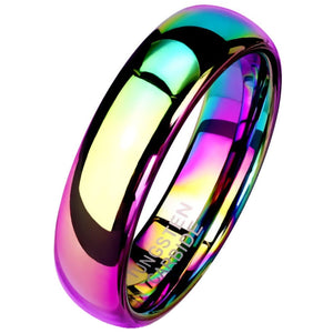 Rainbow Tungsten Ring 6mm Wedding Band Handfasting 1