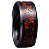 Red Black Mechanical Gear Ring Stainless Steel Steampunk Wedding Band Right View