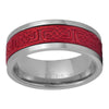 Red Celtic Spinner Ring Mens Womens Stainless Steel Viking Norse Anti Anxiety Band Top View