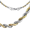 Rope Chain Necklace Two-Tone Gold Silver Stainless Stainless Steel 7mm