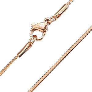 Rose Gold Herringbone Chain Womens Stainless Steel Necklace 1.7mm 18-inch