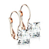 Rose Gold Stainless Steel Princess Cut Cubic Zirconia Earrings Right View