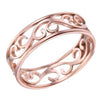 Rose Gold Victorian Style Filigree Ring Stainless Steel Art Nouveau Boho Band Top View
