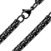 Round Box Chain Black Stainless Steel Rolo Necklace 4mm