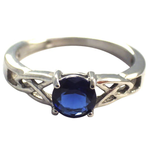 September Birthstone Celtic Knot Ring w/Sapphire Blue CZ Stone