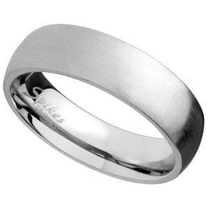 Simple Titanium Ring Classic Domed Silver Wedding Band 6mm