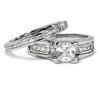 Solitaire with Accents Ring Simple Stacking Eternity Two Piece Set Flat View