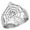 Spider Web Ring Womens Silver Stainless Steel Gothic Band