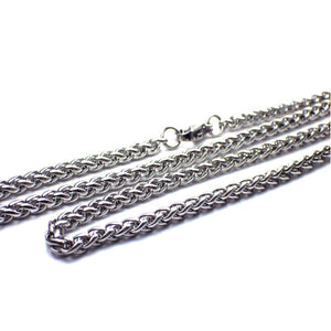 Spiga Chain Silver Color Stainless Steel Franco Wheat Necklace 3mm