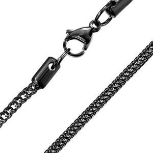 Spiga Franco Wheat Chain Necklace Black Stainless Steel 2.3mm
