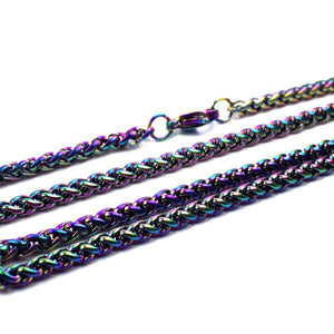 Spiga Wheat Chain Necklace Rainbow Stainless Stainless Steel 3mm